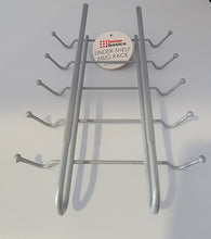 Load image into Gallery viewer, Home Basics 10 Hook Under Shelf Mugs Cup Storage Drying Holder Rack, and closet or Cabinet Hanging Organizer Rack for Ties and Belts, Gray