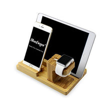 Load image into Gallery viewer, Bamboo Wood Charging Stand for Apple Bundle with Pen Holder and Customized Chinese Style BookMark - Light Color