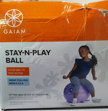 Load image into Gallery viewer, Gaiam Kids Stay-N-Play Children's Balance Ball - Flexible School Chair - Purple Miss Sunshine