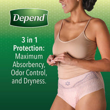 Load image into Gallery viewer, Depend FIT-FLEX Underwear for Women, Disposable, Max Absorbency, MEDIUM, 56 Count, Blush