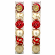 Load image into Gallery viewer, Shatter Resistant Ornaments Red/Gold, Set of 12 OVERSIZED 6" Ornaments
