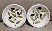 Load image into Gallery viewer, Harry &amp; David Olive Pattern mini Hors d'oeuvre saucers, 2-Pk,  3.5" x 1"
