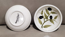 Load image into Gallery viewer, Harry &amp; David Olive Pattern mini Hors d'oeuvre saucers, 2-Pk,  3.5" x 1"
