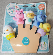 Magic Years Happy Friends Bath Plastic Finger Puppets 5-Piece Animal Set