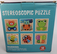 Wooden Animal Jigsaw Puzzles, 6 Pack Toddler, Learning Educational Toy Ages 1-3