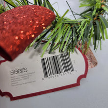Load image into Gallery viewer, Mini Christmas Tree wreath, 5" with Red Sparkle Bow w/Garland
