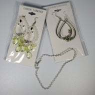 Fashion Earrings - Costume Jewelry - 2 pair dangle earrings - 1 bracelet, Green