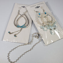 Load image into Gallery viewer, Fashion Earrings - Costume Jewelry - 2 pair dangle earrings - 1 bracelet, Blue
