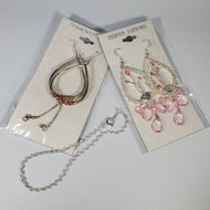 Fashion Earrings - Costume Jewelry - 2 pair dangle earrings - 1 bracelet, Pink