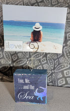 Load image into Gallery viewer, Photo Block Clip with Anchor Charm &amp; "You, Me... and the Sea" Wood Grain
