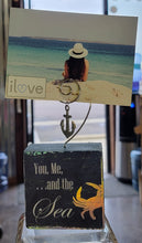 Load image into Gallery viewer, Photo Block Clip with Anchor Charm &amp; "You, Me... and the Sea" Wood Grain
