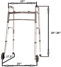 Load image into Gallery viewer, Senior Walker Folding Deluxe 2 Button with Front 5" Wheels, Adjustable Height (Short, Standard, Tall)
