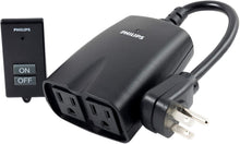 Load image into Gallery viewer, Philips Outdoor Lighting Control Plug-in with Wireless Remote, 80ft. Range, 2 Grounded Outlets, ON/OFF Buttons LED, SPC1234AT/27
