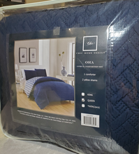 Load image into Gallery viewer, Chic Home Ora 3 Piece Reversible Comforter Set Embossed Embroidered Navy Blue, Geometric Bedding - QUEEN
