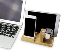 Load image into Gallery viewer, Bamboo Wood Charging Stand for Apple Bundle with Pen Holder and Customized Chinese Style BookMark - Light Color
