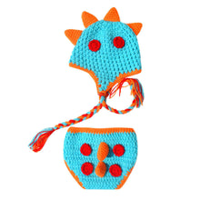 Load image into Gallery viewer, Newborn "Crocheted Baby Dinosaur Outfit" Handmade Knitted, Photo Prop, baby
